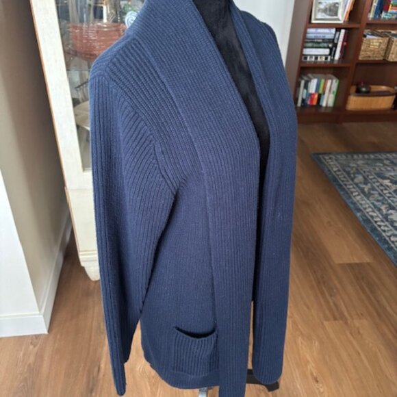 INC International Concepts Navy Blue Heavy Knit Open Cardigan EUC L - Picture 2 of 6